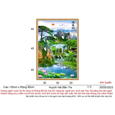 Tranh cảnh thác suối 90x135 cm